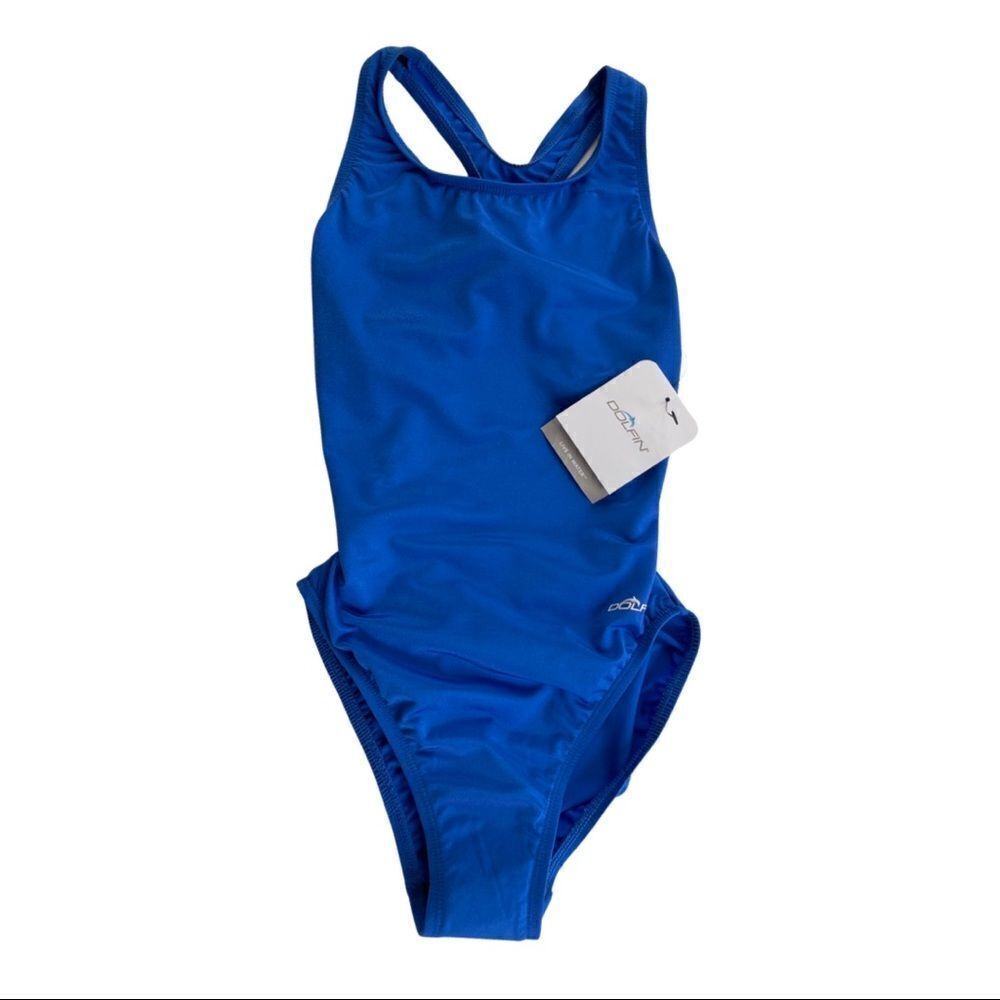 “Dolphin Ocean” Racing Solid Performance Back One Piece Swimsuit • NWT - Picture 7 of 14